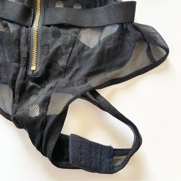 FINAL PRICE! Mapale Polka Dot Teddy Lingerie Bodysuit Black Lace M/L NWT NEW - Picture 6 of 9